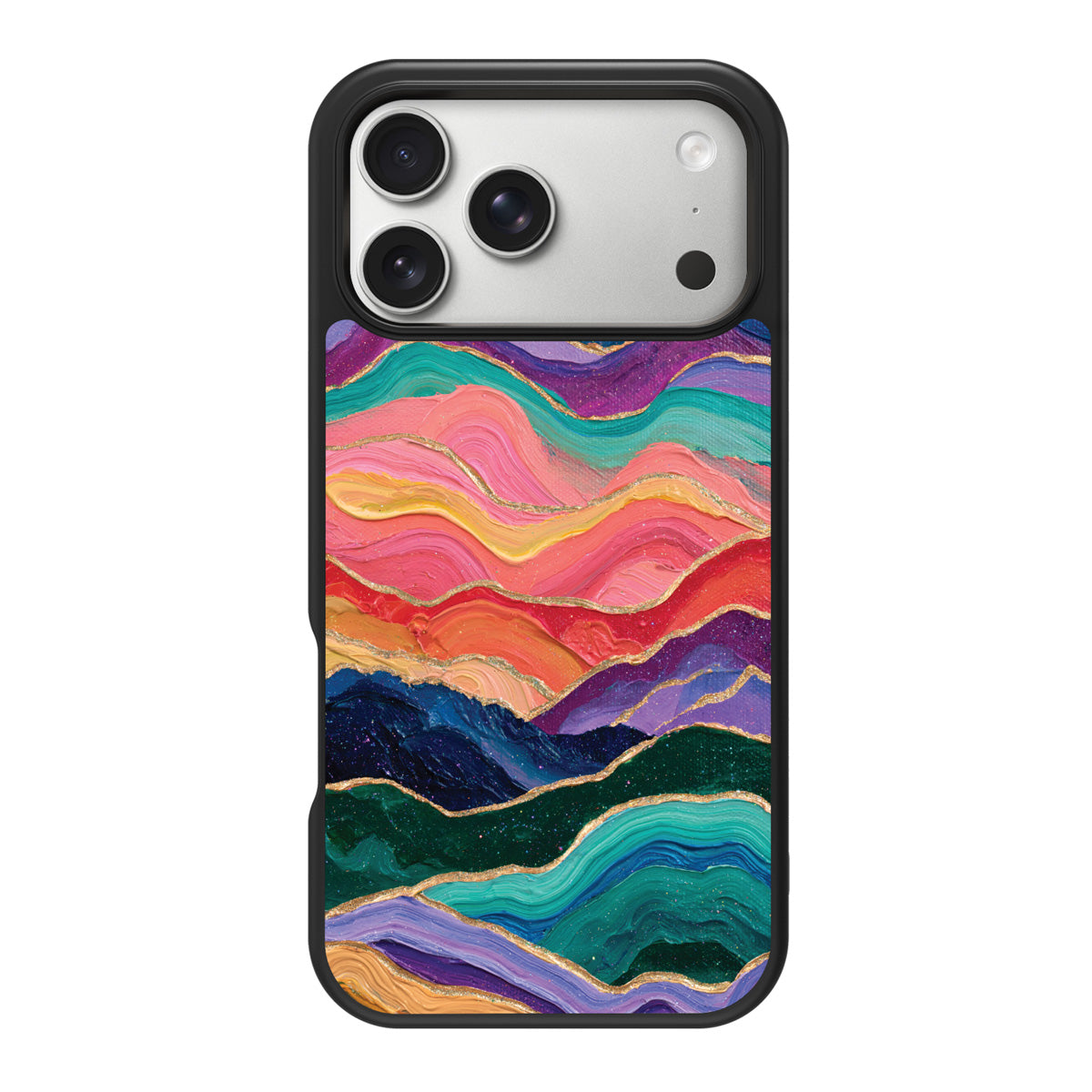 Painted Peaks design back view – iPhone 18 Pro case