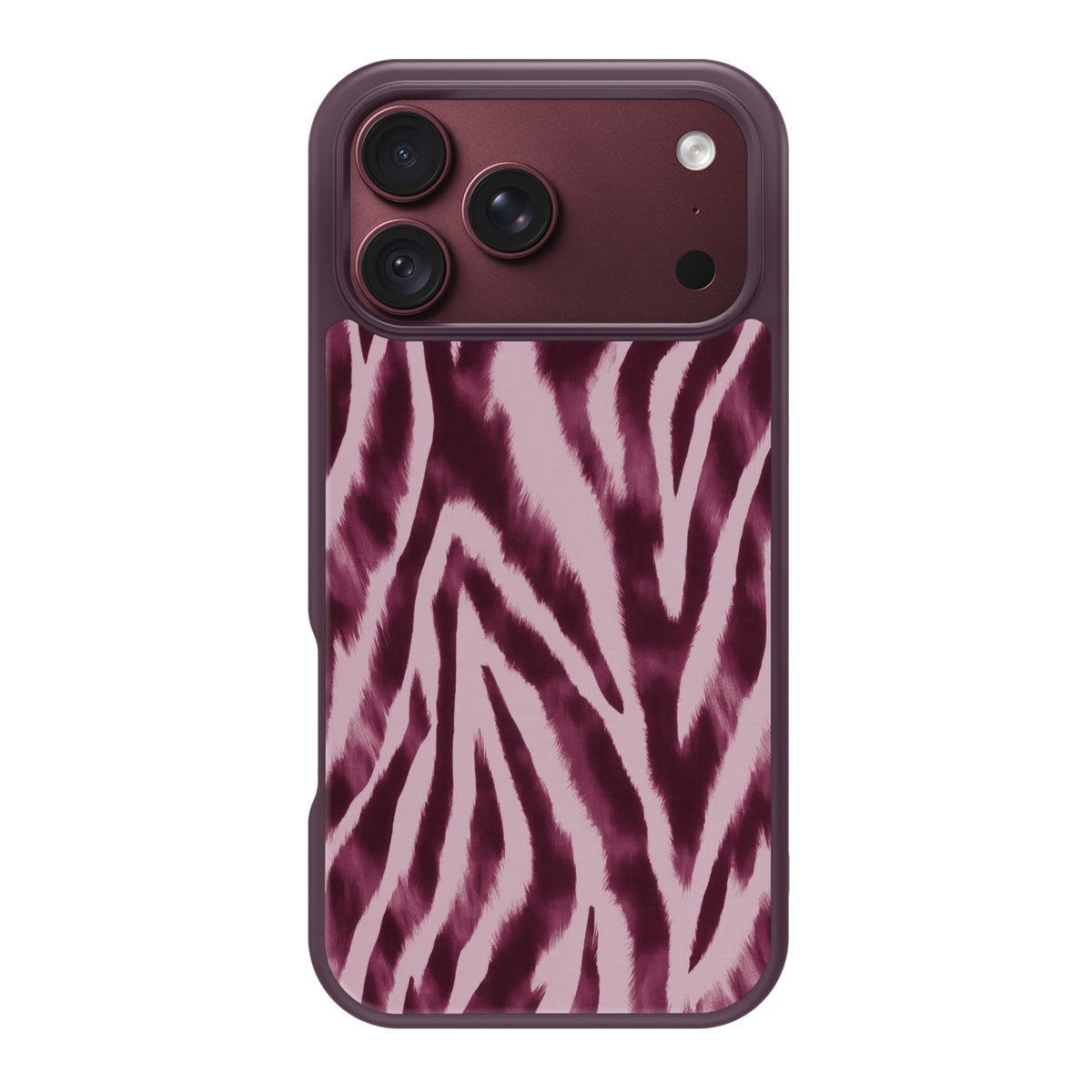 Sangria Zebra design back view – iPhone 18 Pro case