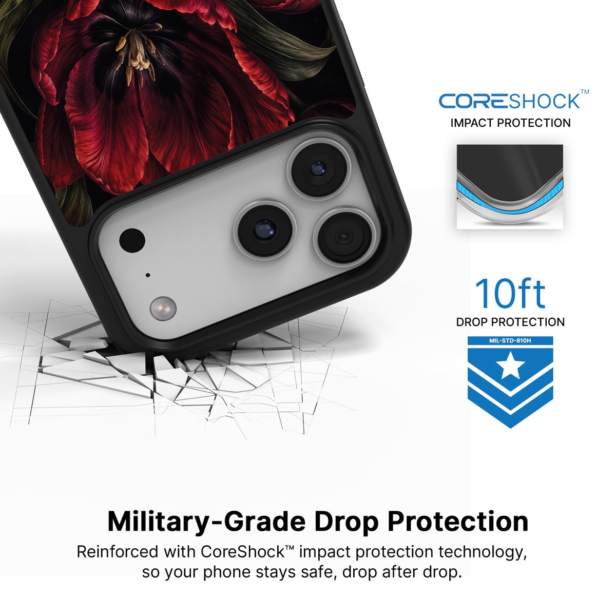 Scarlet Hour iPhone 18 Pro Max case with drop protection