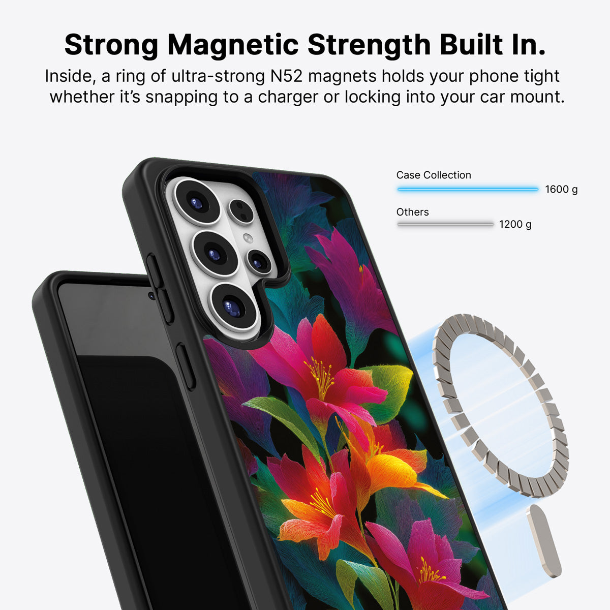 Samsung Galaxy S26 Ultra Qi2 magnetic case with N52 magnets – Jungle Bloom design