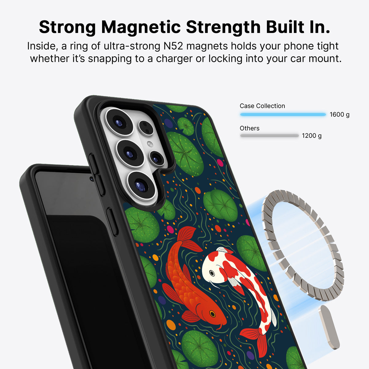 Samsung Galaxy S26 Ultra Qi2 magnetic case with N52 magnets – Koi Fish design