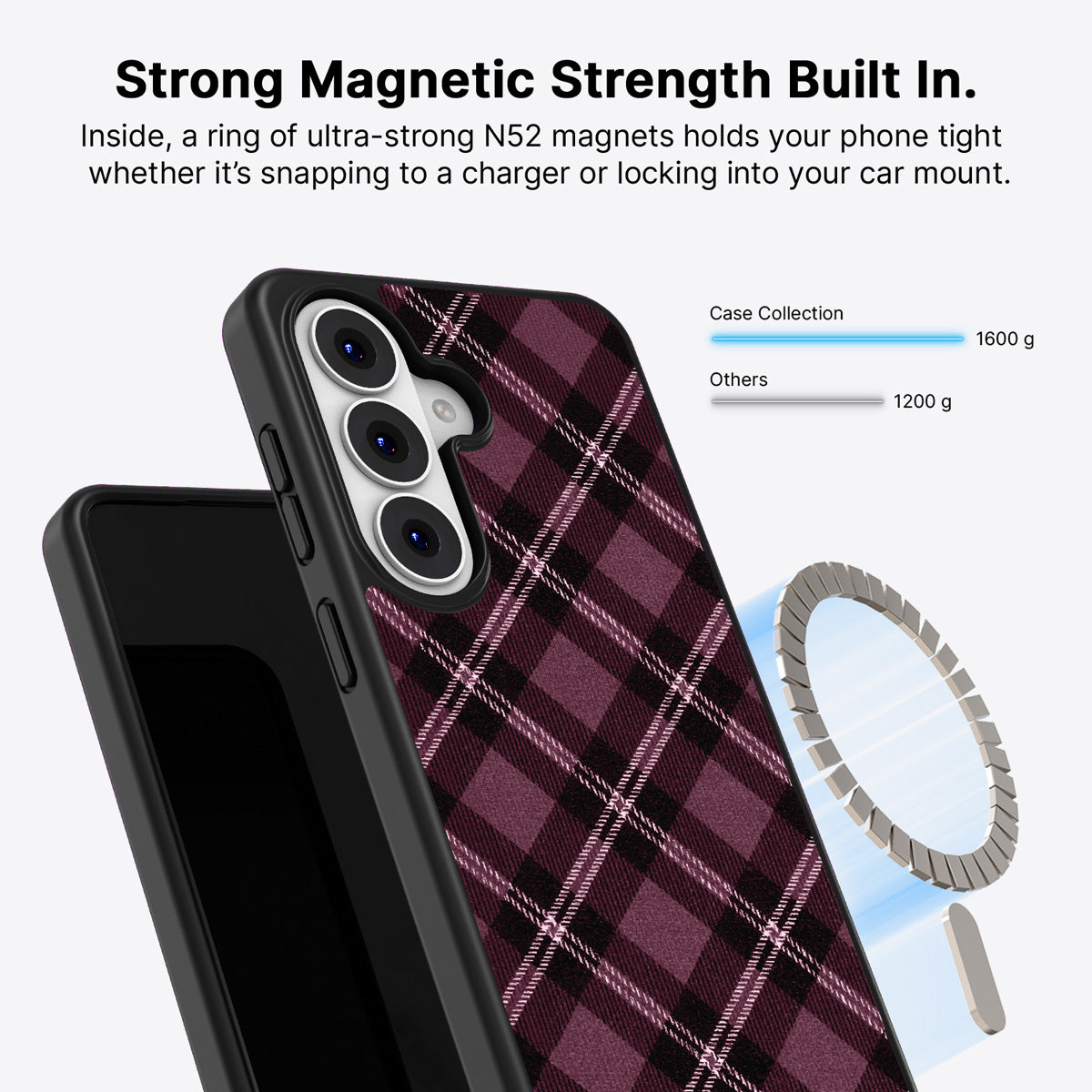 Samsung Galaxy S26 Qi2 magnetic case with N52 magnets – Merlot Weave design