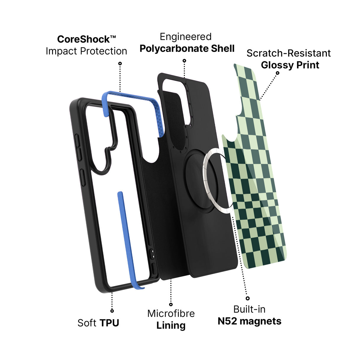 Samsung Galaxy S26 Ultra case construction and features – Mint Matrix phone case