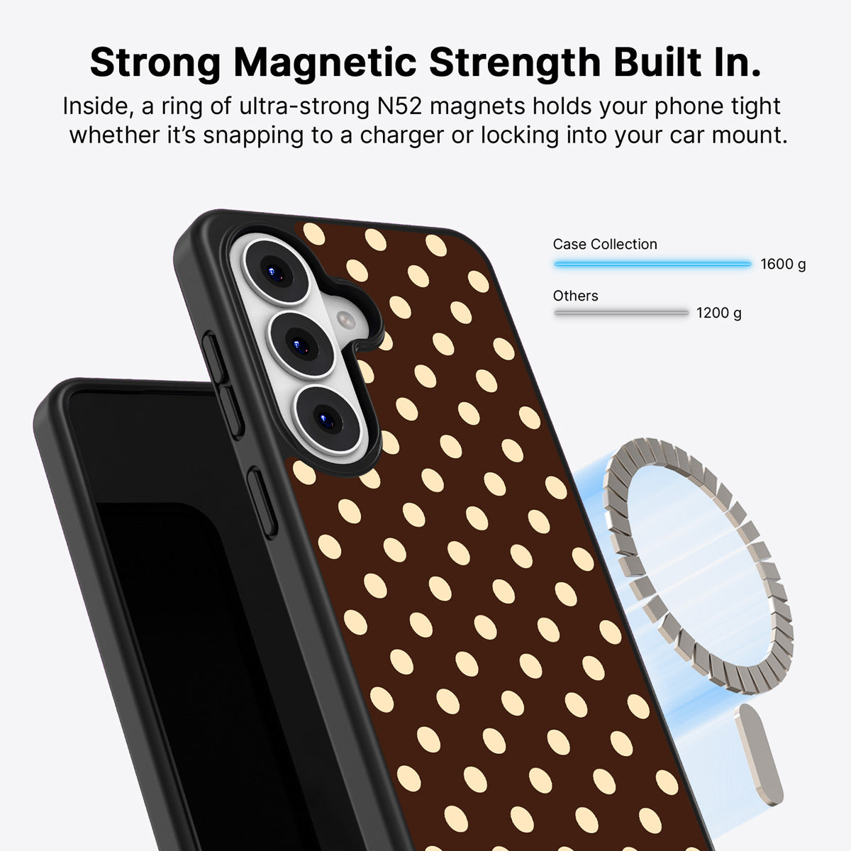 Samsung Galaxy S26 Qi2 magnetic case with N52 magnets – Nutty Choco design