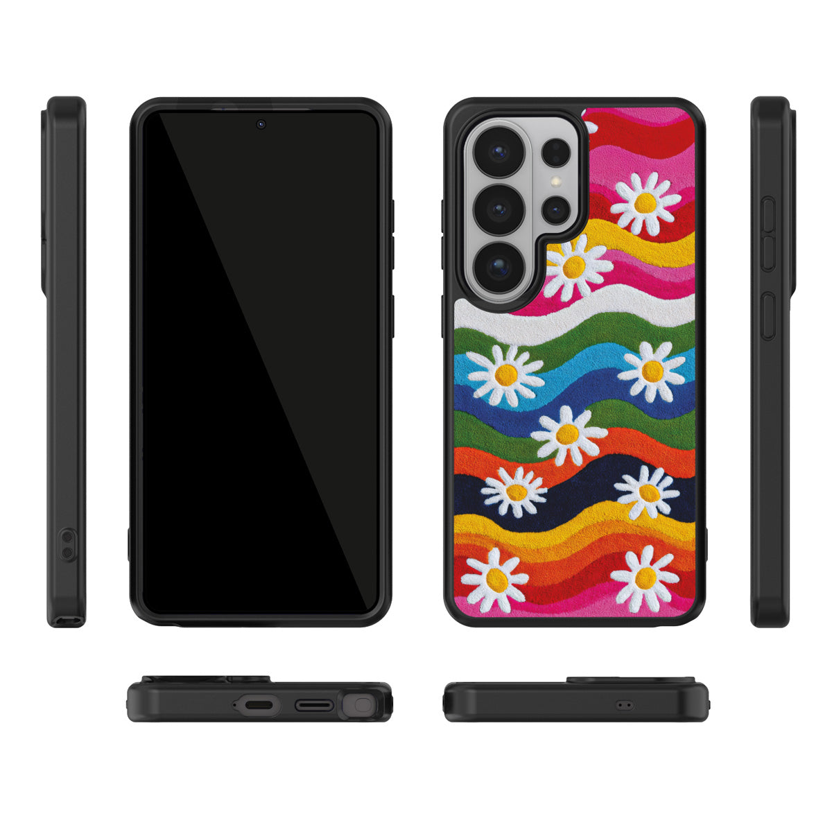 Rainbow Daisy Samsung Galaxy S26 Ultra case – multi-angle view
