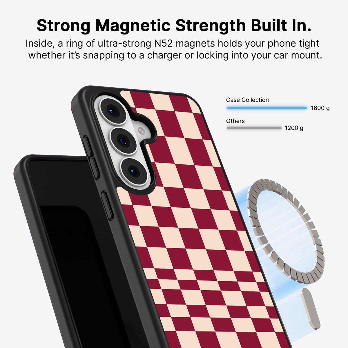 Samsung Galaxy S26 Qi2 magnetic case with N52 magnets – Rouge Board design