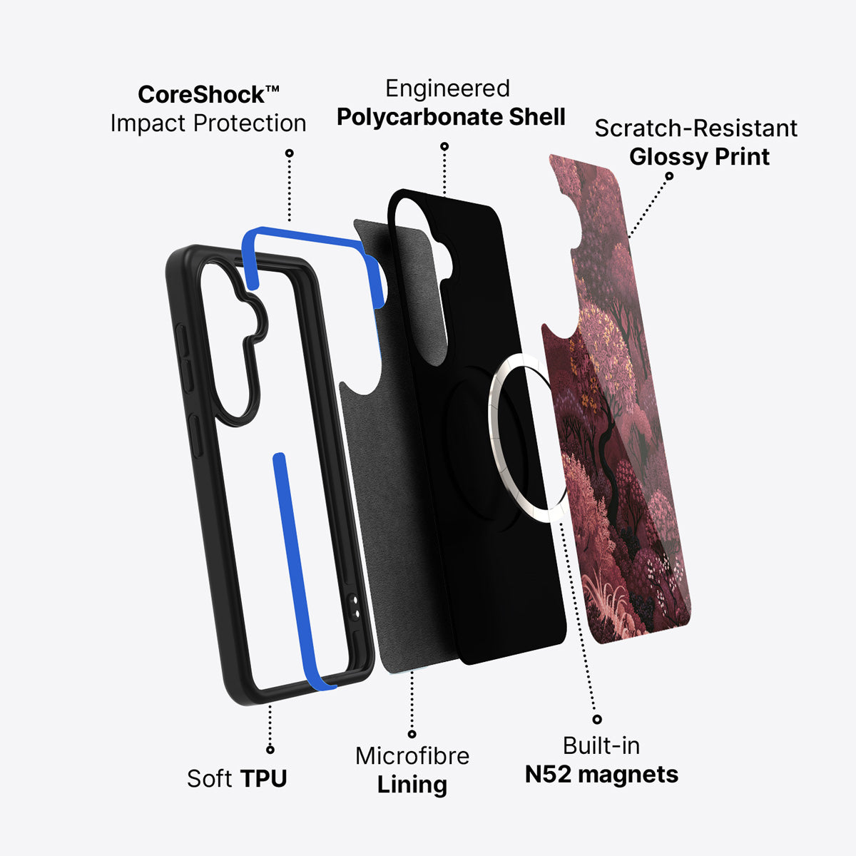 Samsung Galaxy S26 Plus case construction and features – Velvet Reverie phone case