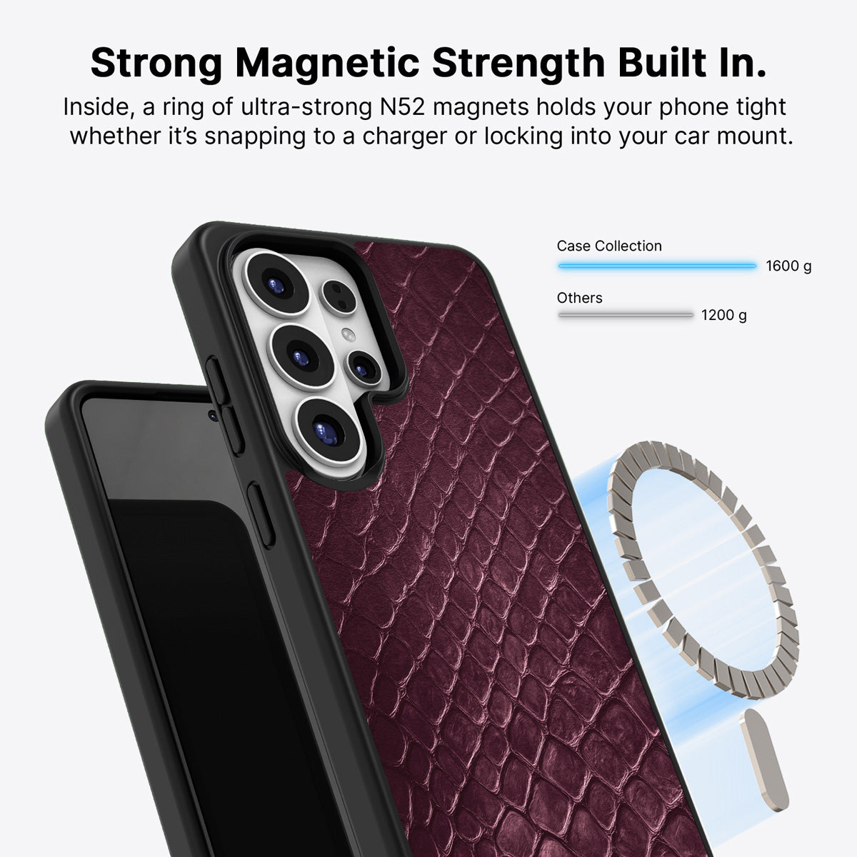 Samsung Galaxy S26 Ultra Qi2 magnetic case with N52 magnets – Wine Python design