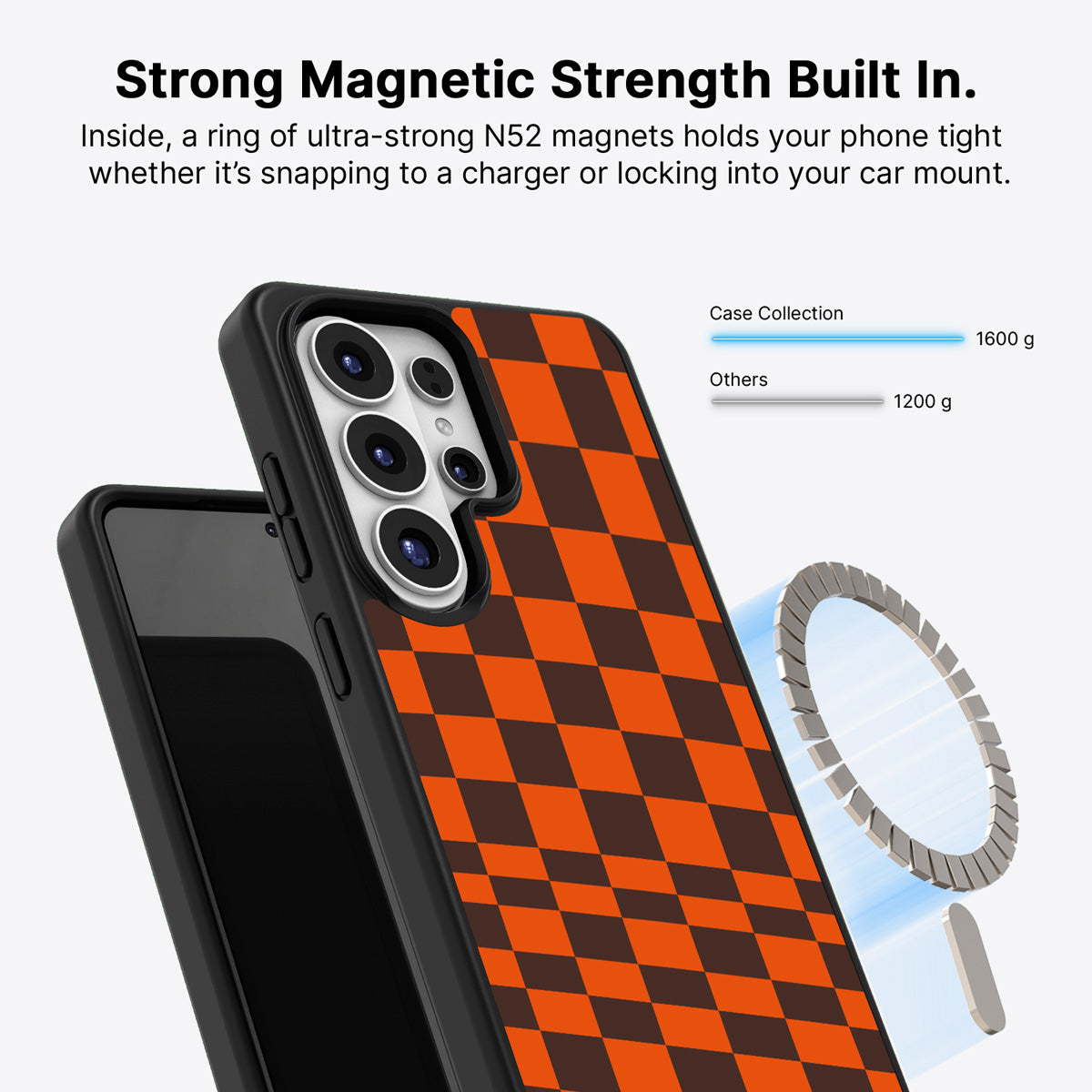 Samsung Galaxy S26 Ultra Qi2 magnetic case with N52 magnets – Amber Pop design