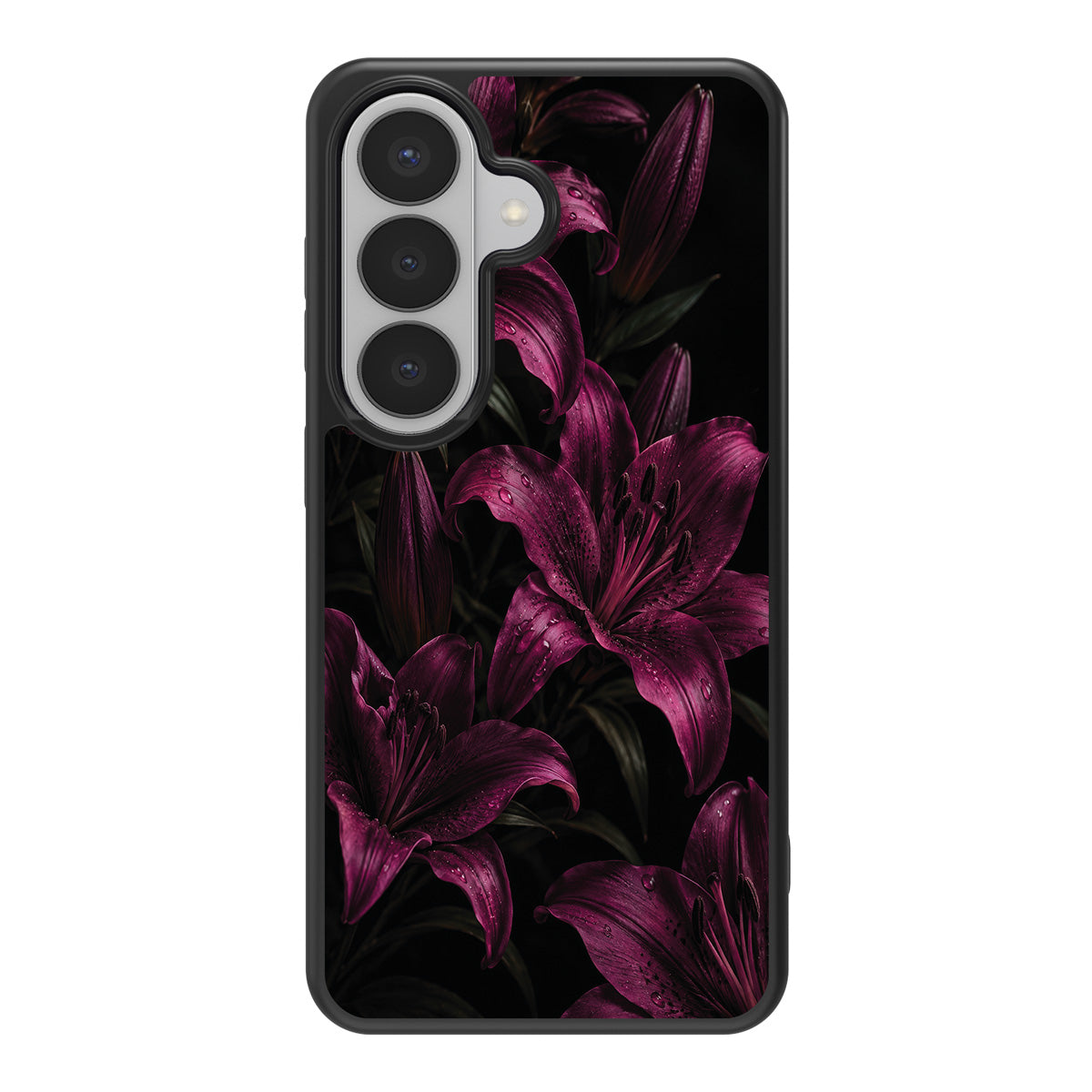 Burgundy Lily design back view – Samsung Galaxy S26 case