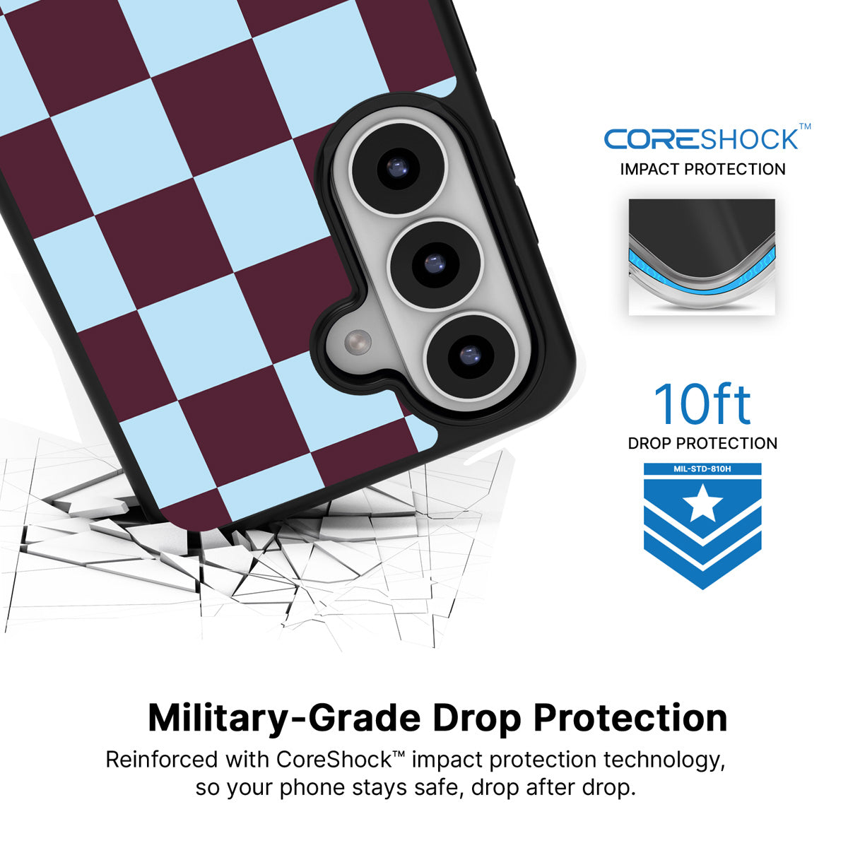 Cabernet Tile Samsung Galaxy S26 Plus case with 10ft military-grade drop protection