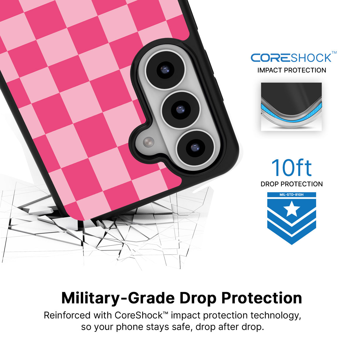 Candy Check Samsung Galaxy S26 Plus case with 10ft military-grade drop protection