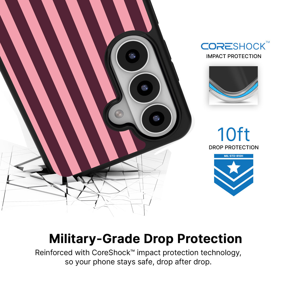 Candy Column Samsung Galaxy S26 case with 10ft military-grade drop protection