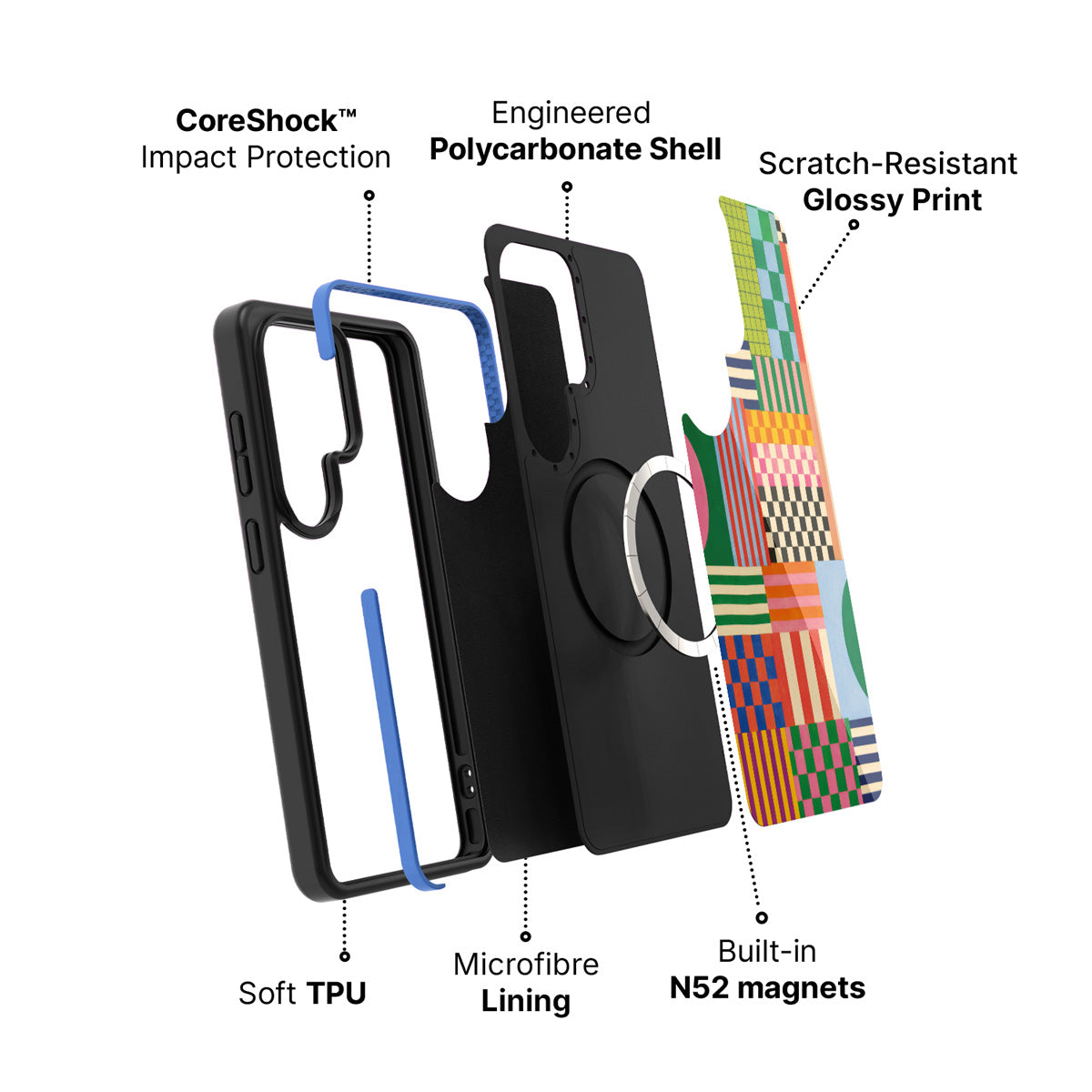 Samsung Galaxy S26 Ultra case construction and features – Carnival Quilt phone case