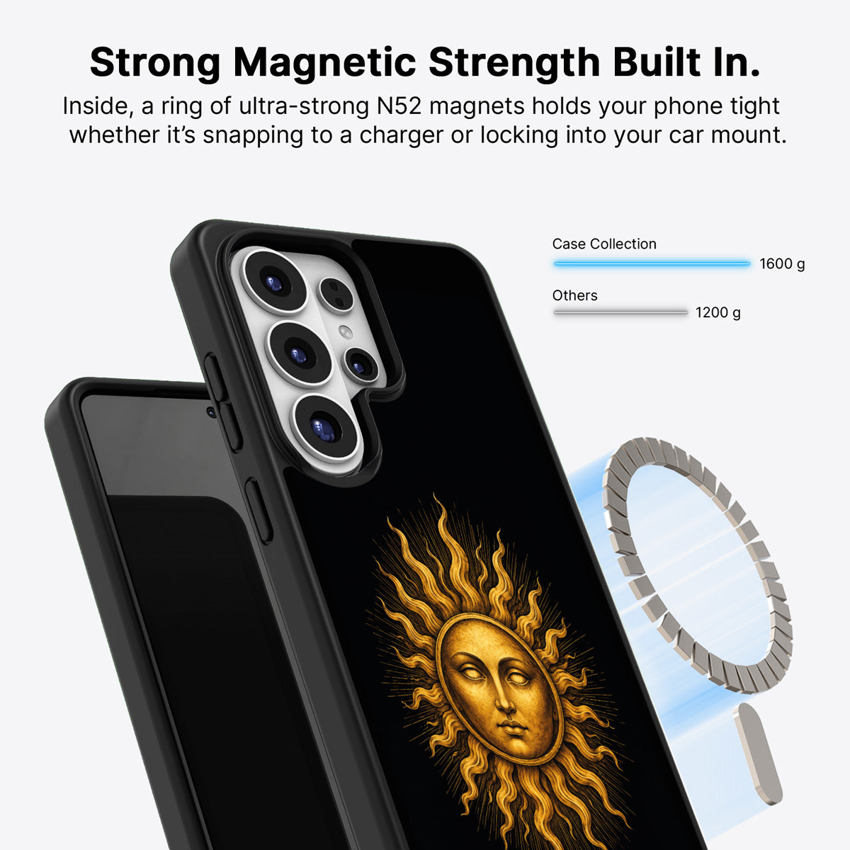 Samsung Galaxy S26 Ultra Qi2 magnetic case with N52 magnets – Celestial Sun design