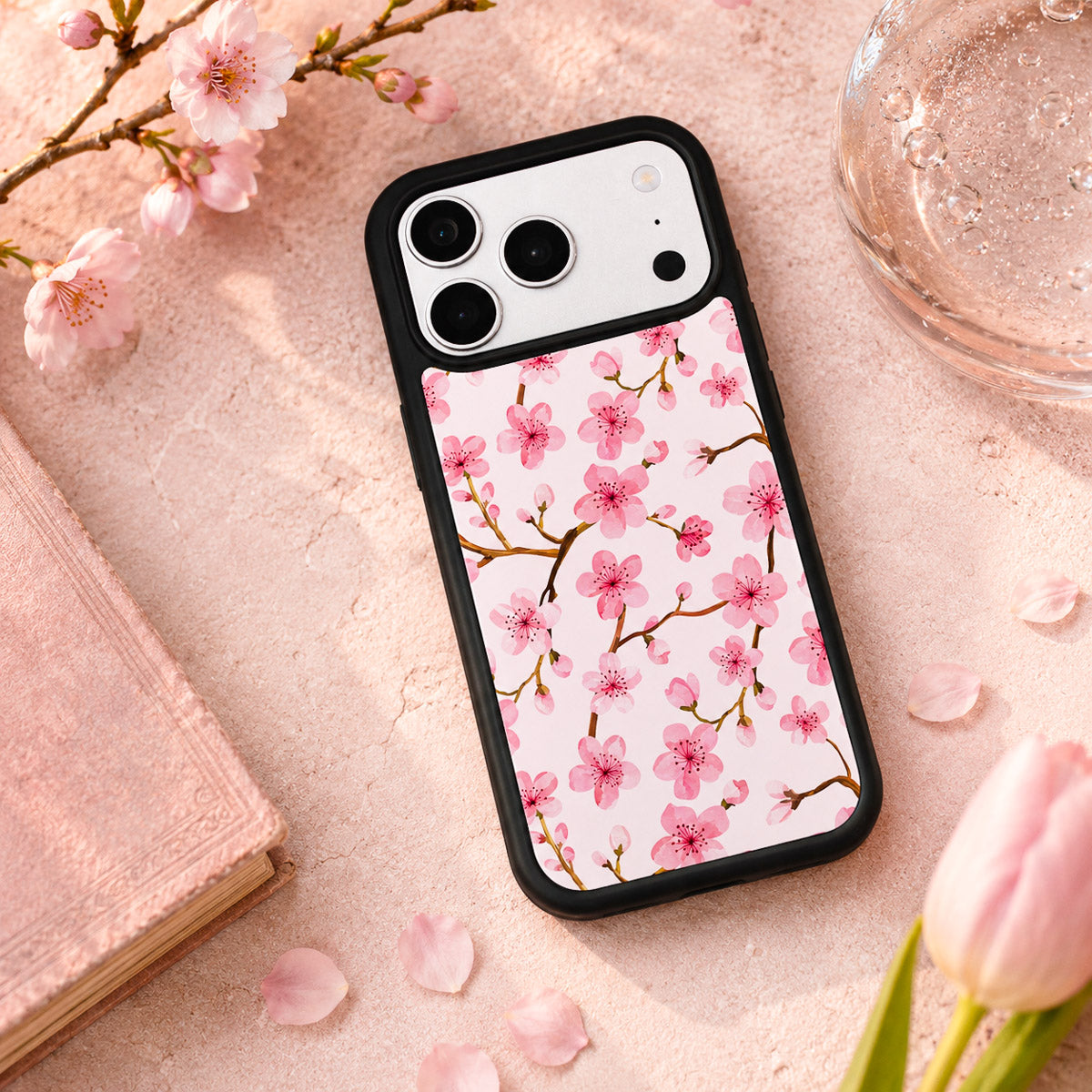 Pink Floral Designer iPhone 18 Pro Case – Cherry Blossom | MagSafe