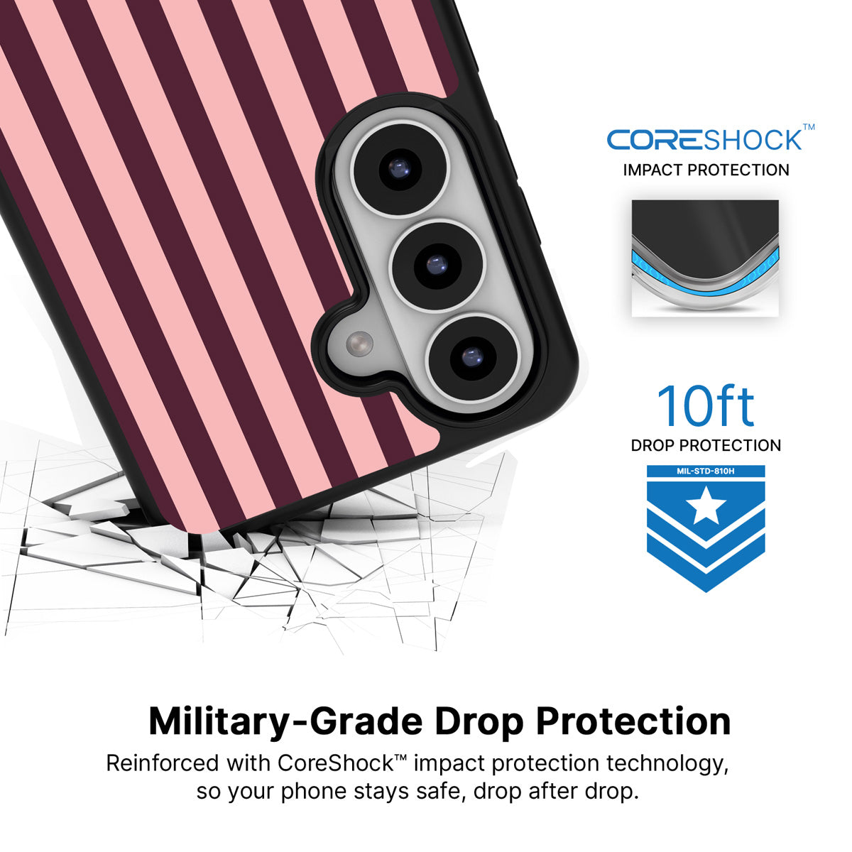 Claret Awning Samsung Galaxy S26 Plus case with 10ft military-grade drop protection