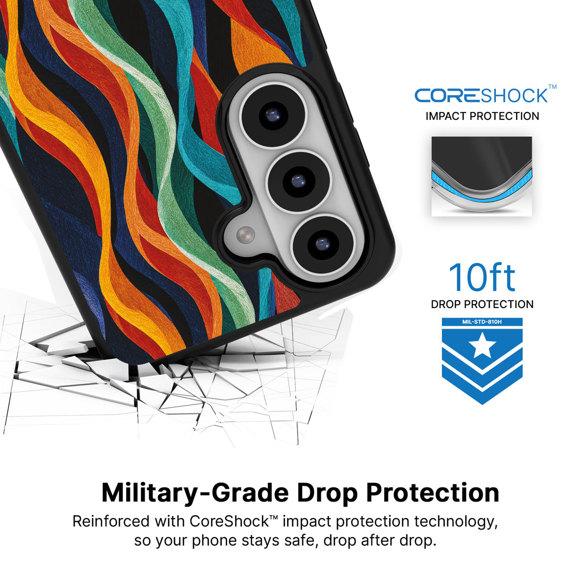 Coastal Waves Samsung Galaxy S26 Plus case with 10ft military-grade drop protection