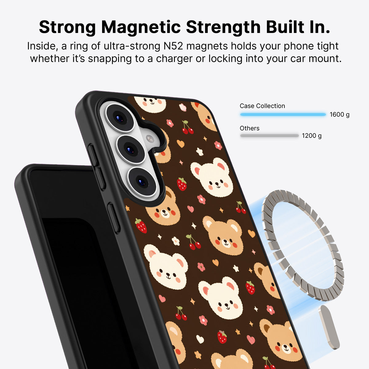 Samsung Galaxy S26 Qi2 magnetic case with N52 magnets – Cocoa Cuddles design
