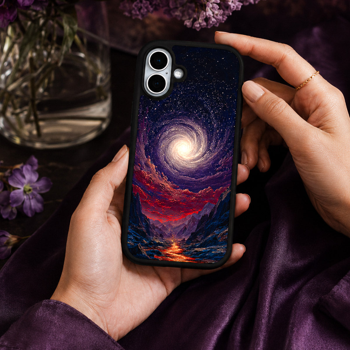 Purple Designer iPhone 16 Case – Cosmic Vortex | MagSafe — view 3
