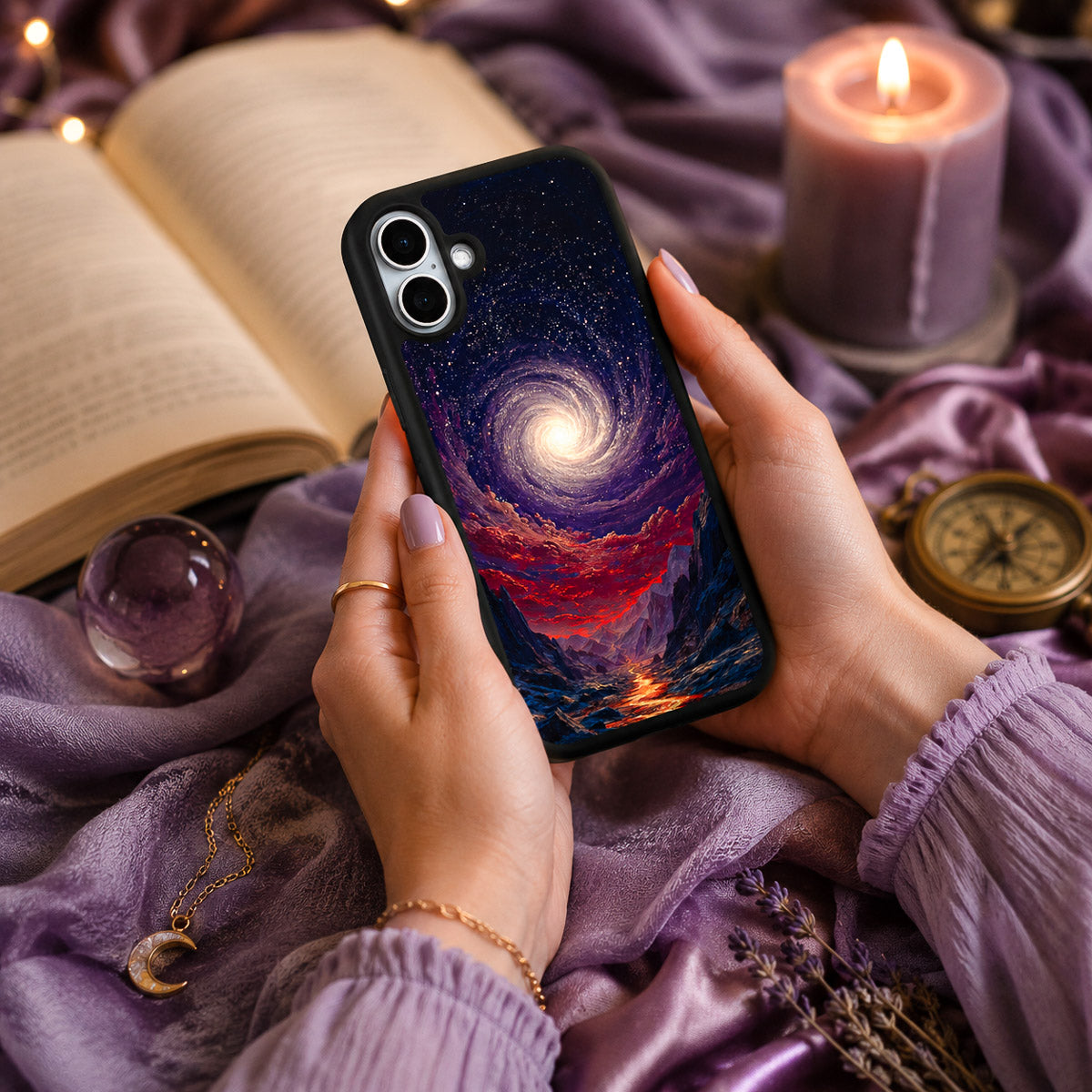 Purple Designer iPhone 16 Plus Case – Cosmic Vortex | MagSafe — view 2