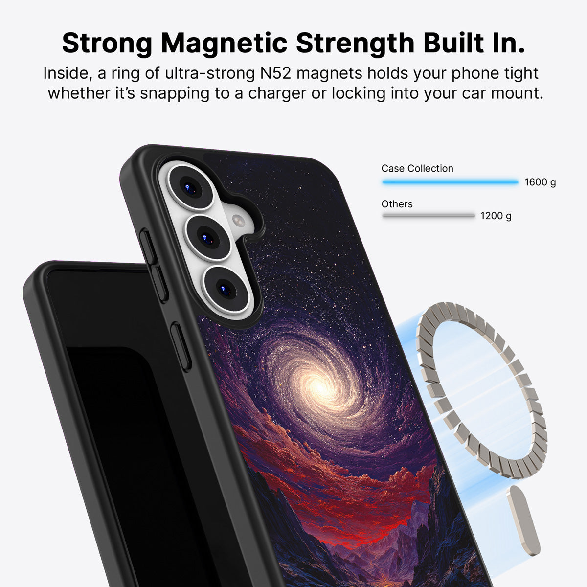 Samsung Galaxy S26 Plus Qi2 magnetic case with N52 magnets – Cosmic Vortex design
