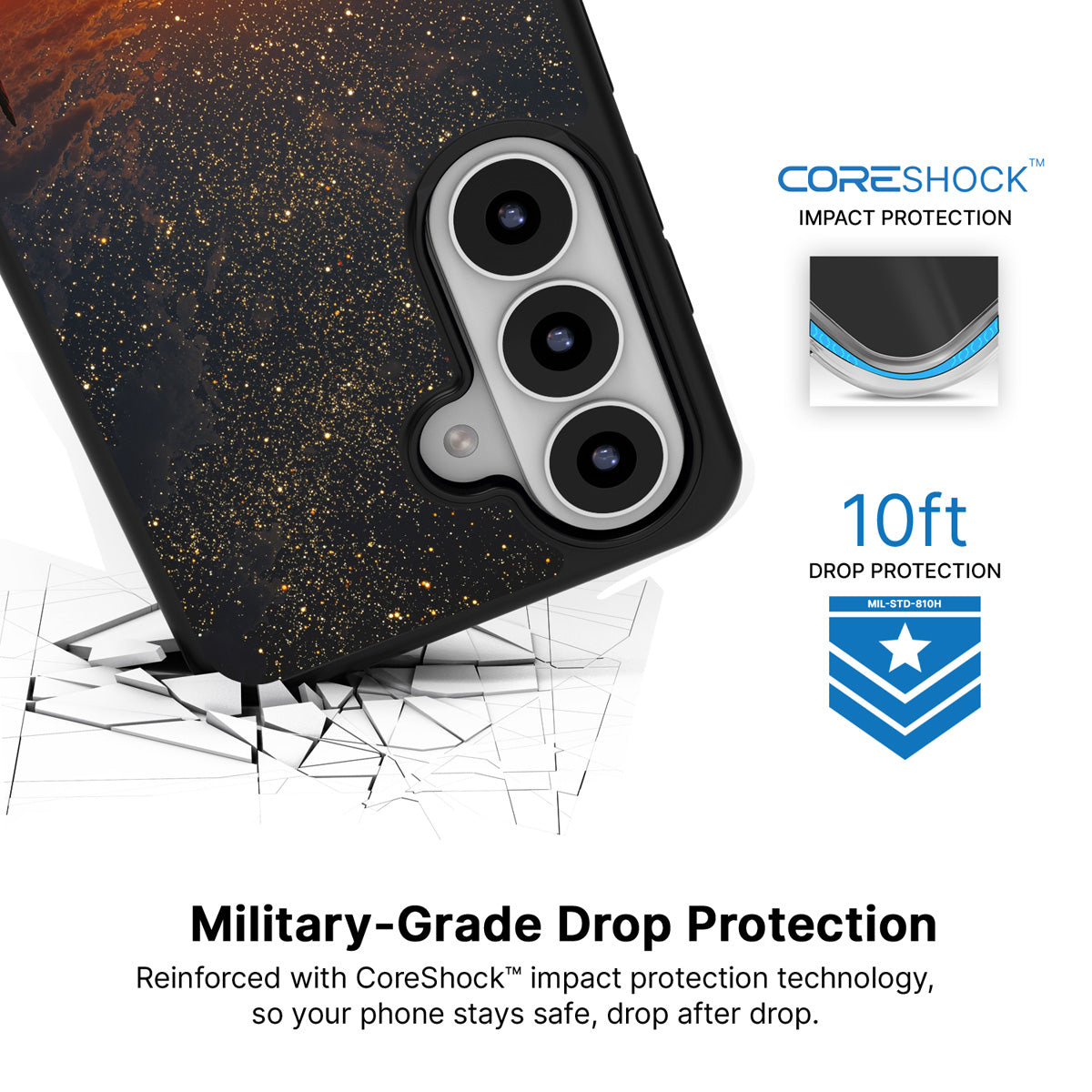Desert Dusk Samsung Galaxy S26 case with 10ft military-grade drop protection
