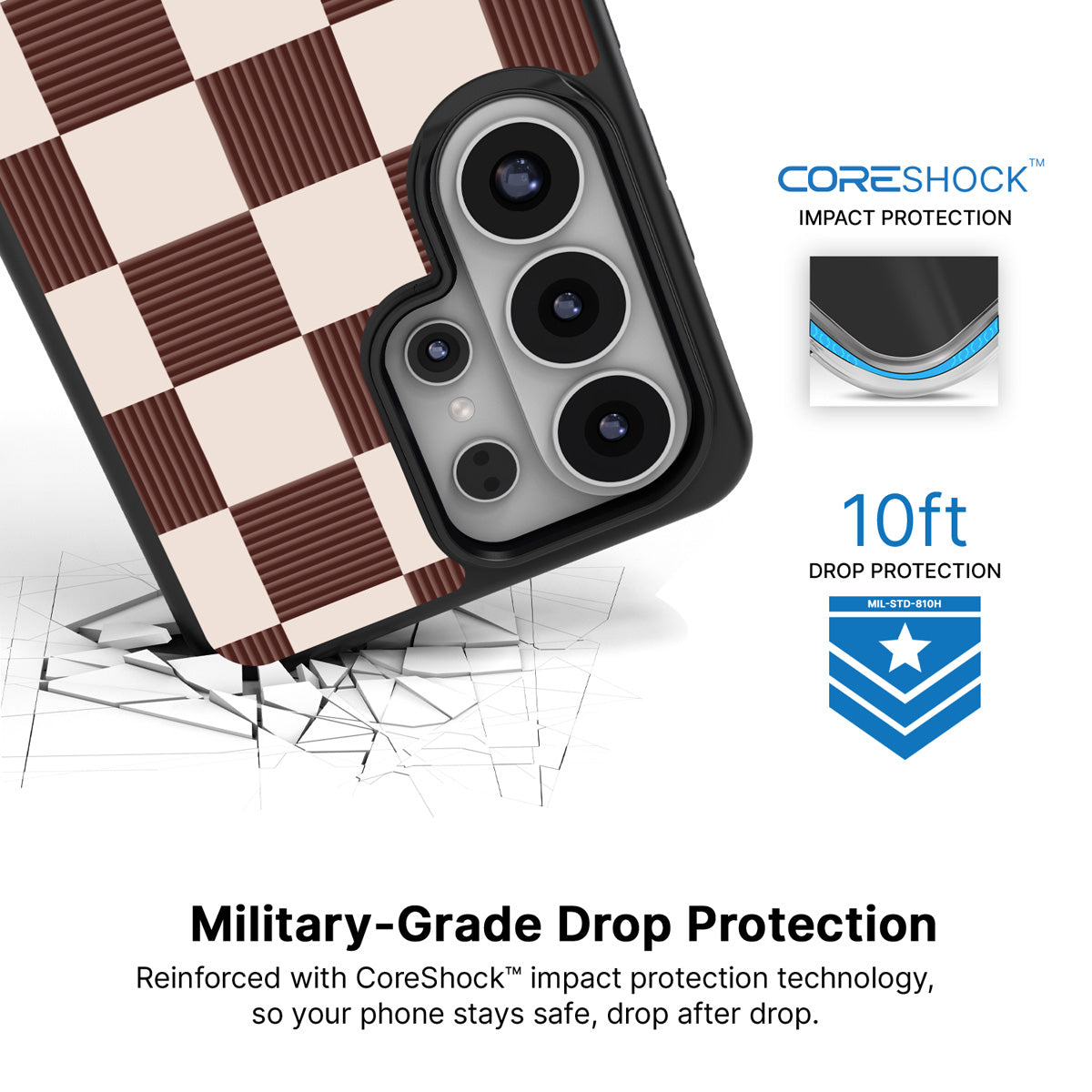 Elegance Espresso Samsung Galaxy S26 Ultra case with 10ft military-grade drop protection