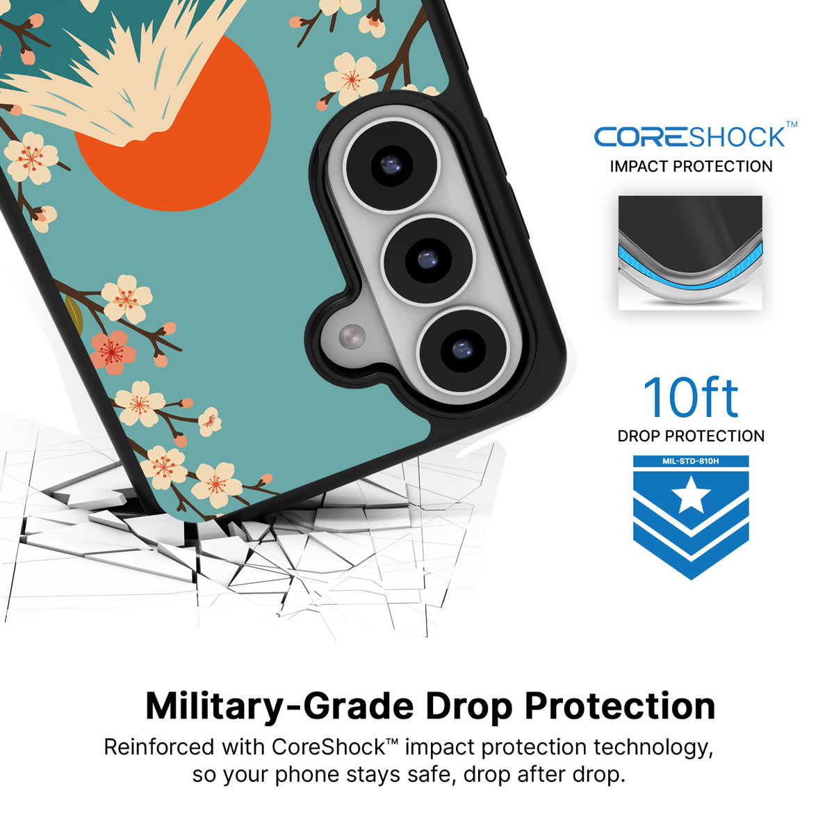 Fuji Cats Samsung Galaxy S26 Plus case with 10ft military-grade drop protection