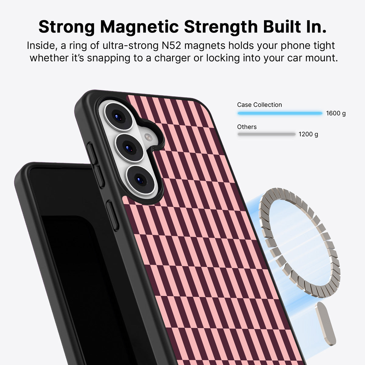 Samsung Galaxy S26 Qi2 magnetic case with N52 magnets – Garnet Stack design