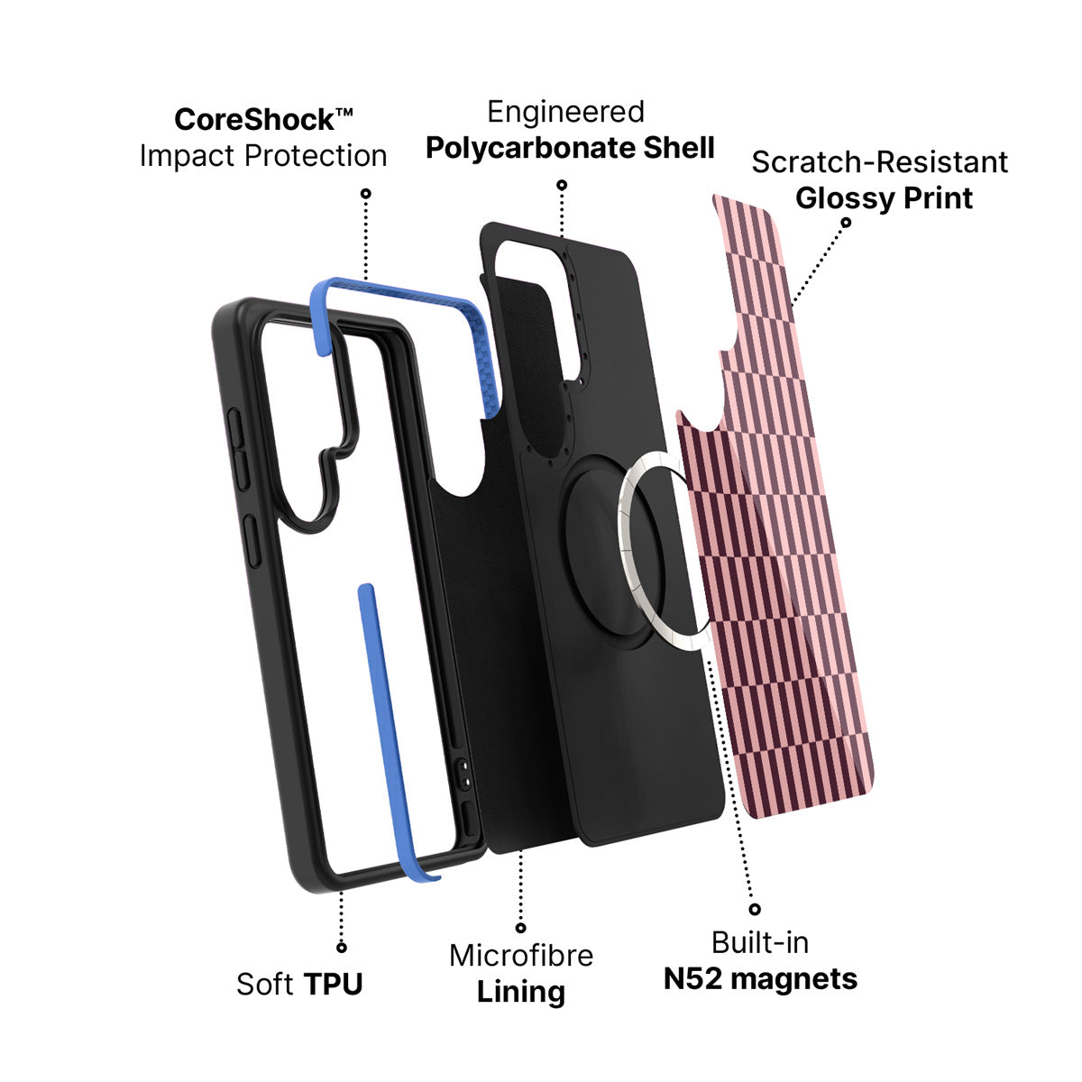 Samsung Galaxy S26 Ultra case construction and features – Garnet Stack phone case