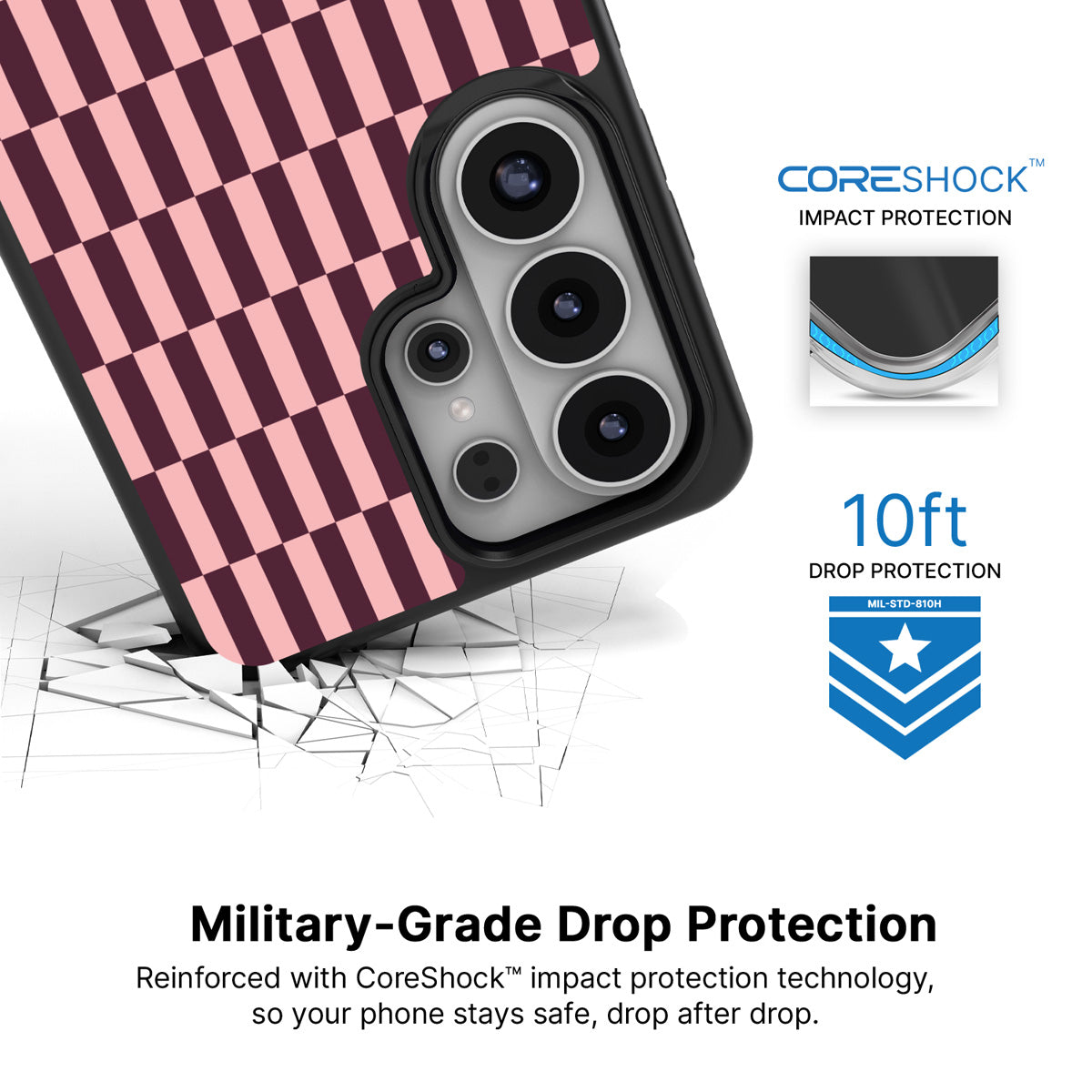 Garnet Stack Samsung Galaxy S26 Ultra case with 10ft military-grade drop protection