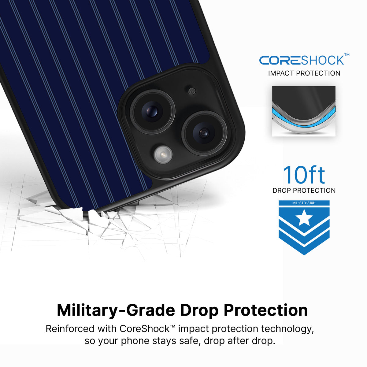 Ink Pinstripe iPhone 13 case with drop protection