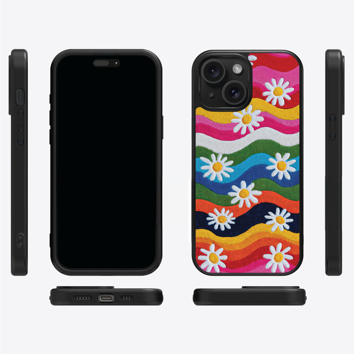 Floral Designer iPhone 13 Case – Rainbow Daisy | MagSafe