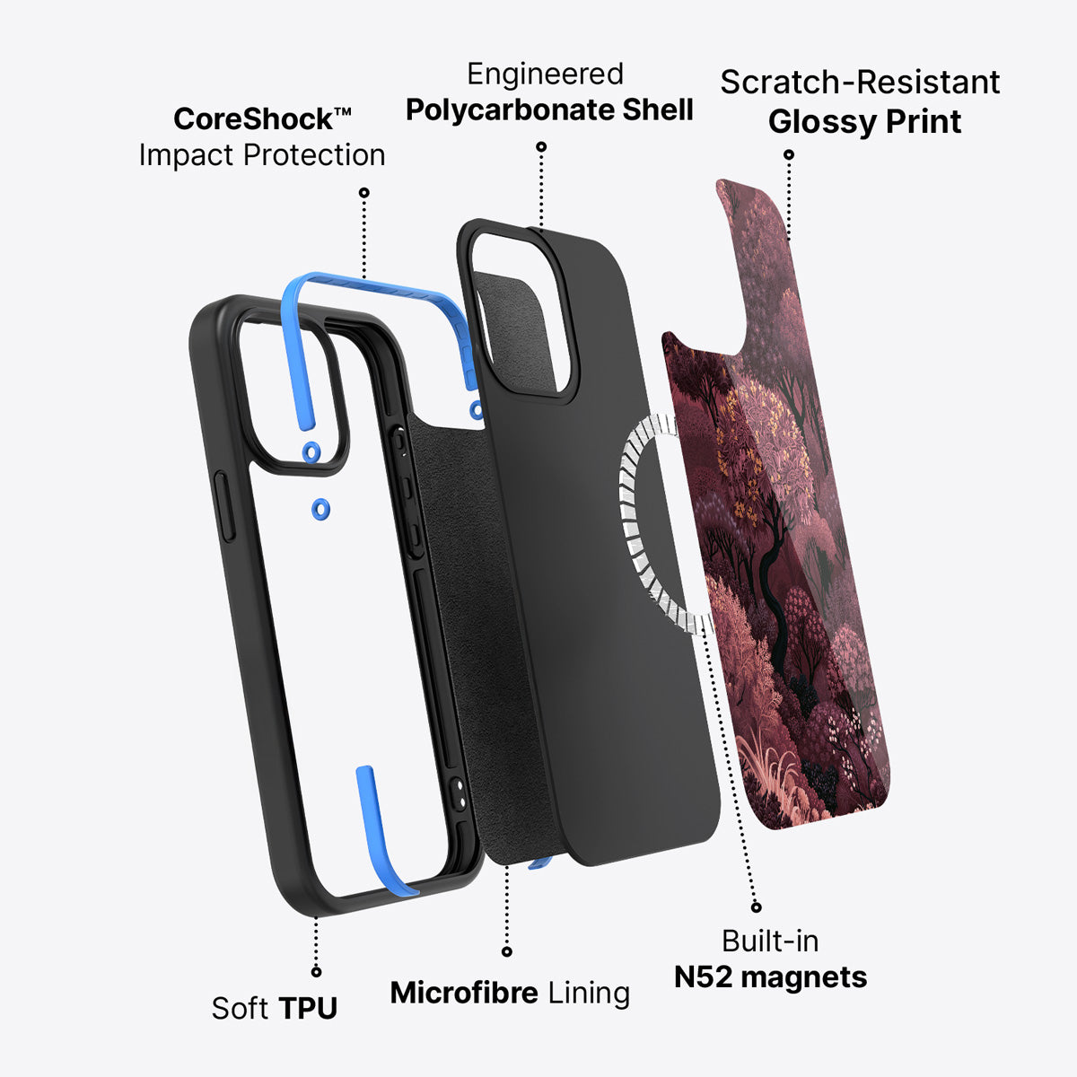 iPhone 13 case construction – Velvet Reverie phone case