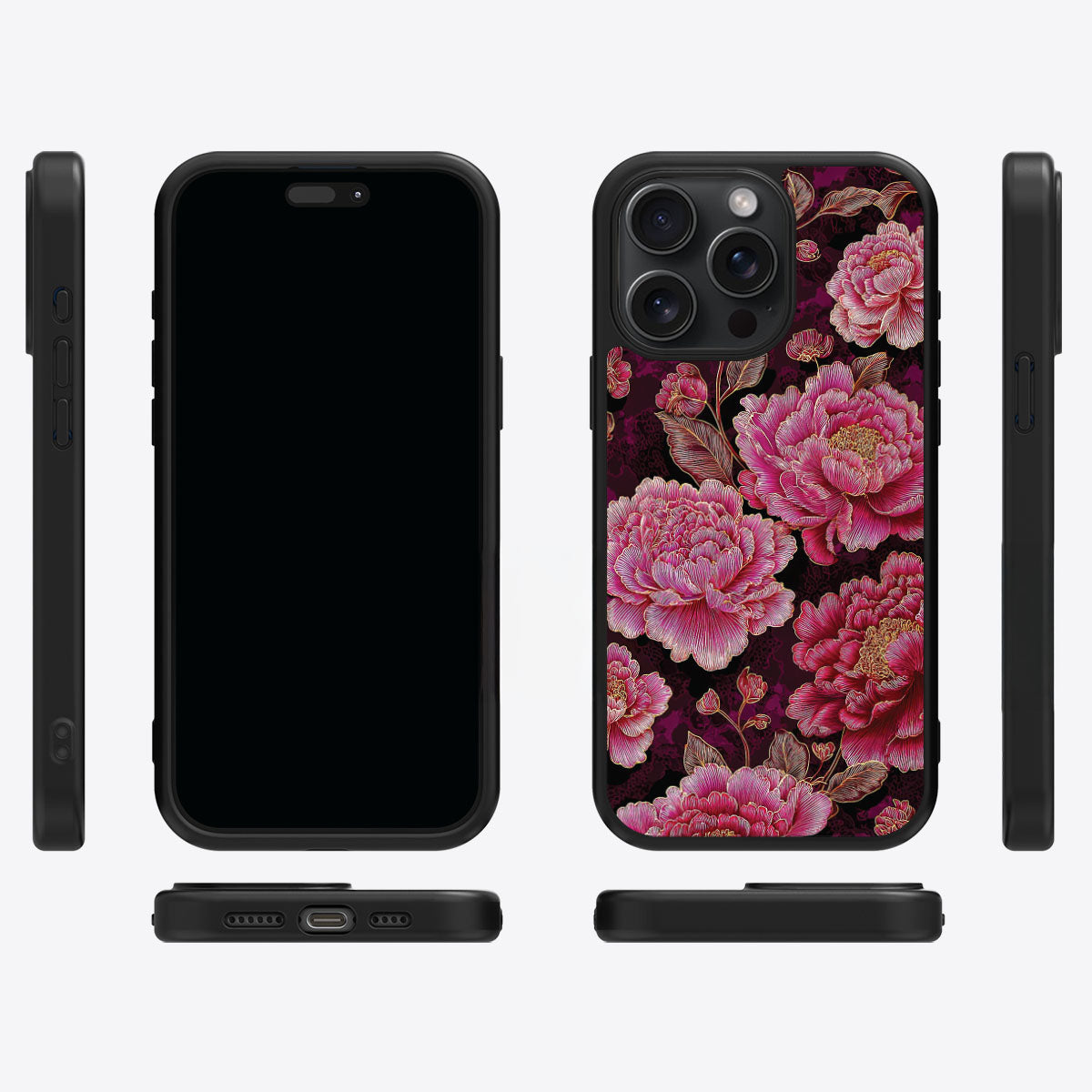 Floral Opulence iPhone 13 Pro case cover – multi-angle view