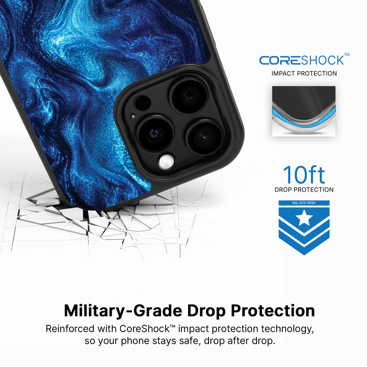 Blue Marble Designer iPhone 13 Pro Case – Indigo Impasto | MagSafe
