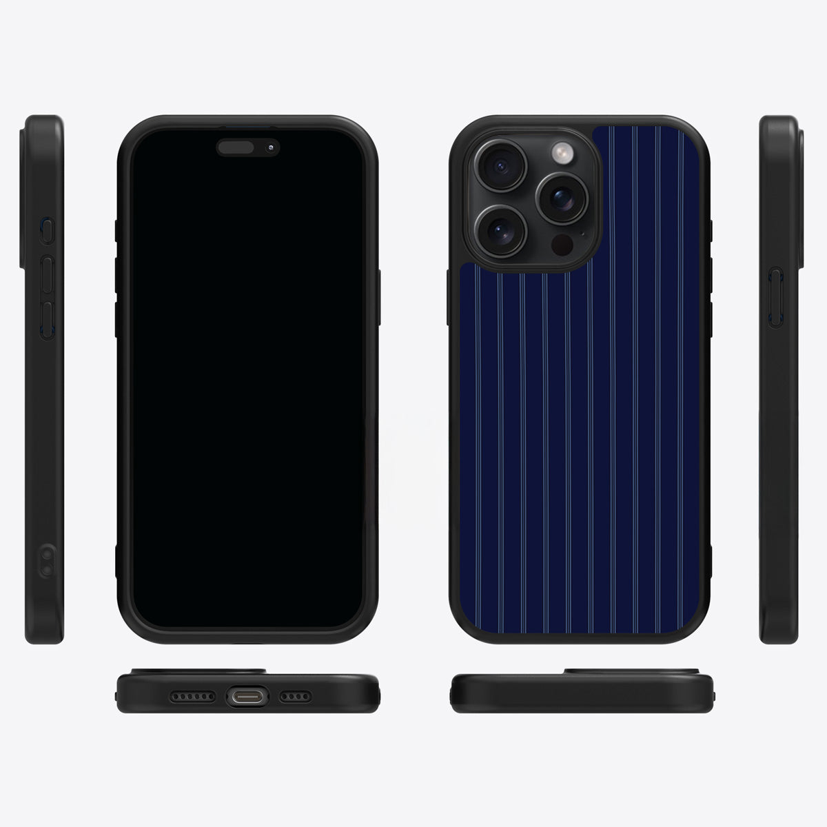 Ink Pinstripe iPhone 13 Pro case cover – multi-angle view