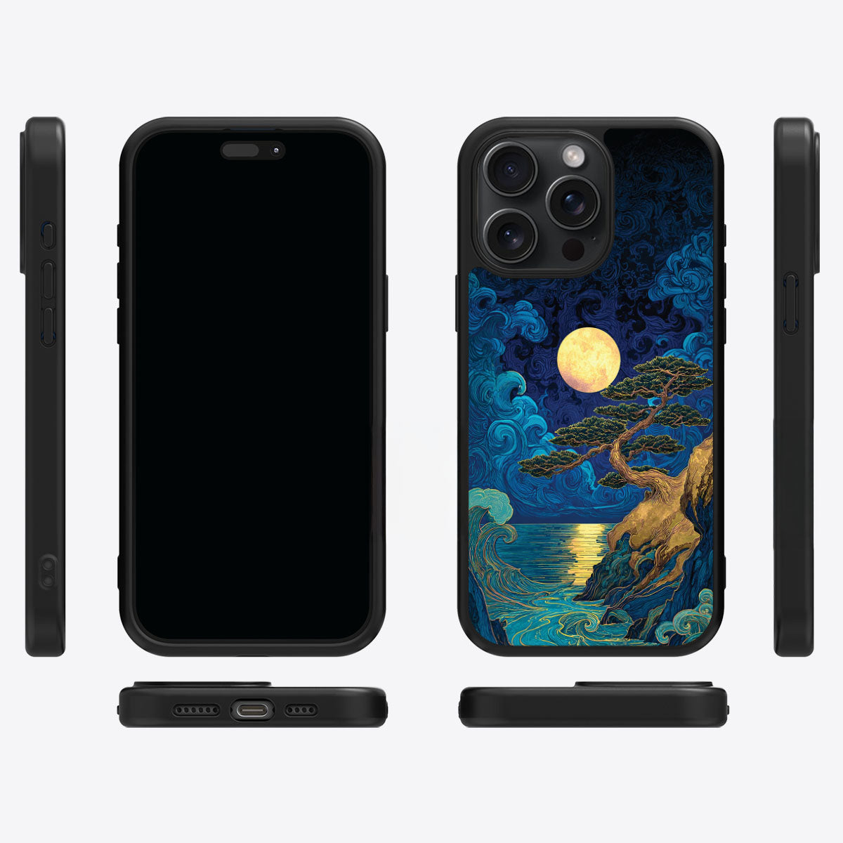 Moonlit Tide iPhone 13 Pro case cover – multi-angle view