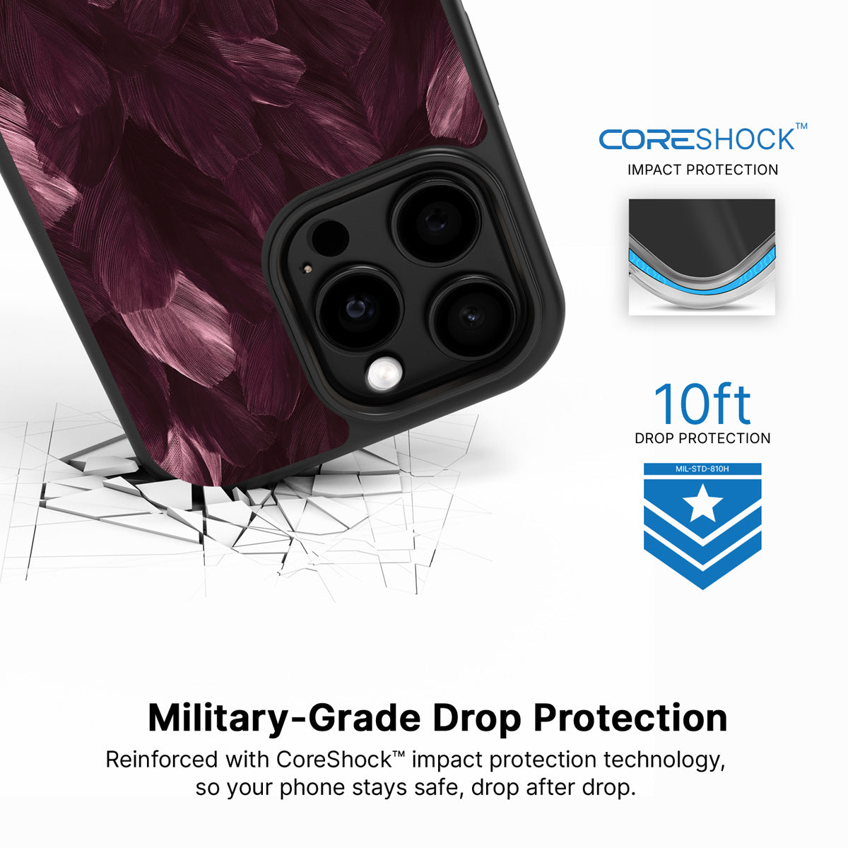Wine Plumage iPhone 13 Pro case with drop protection