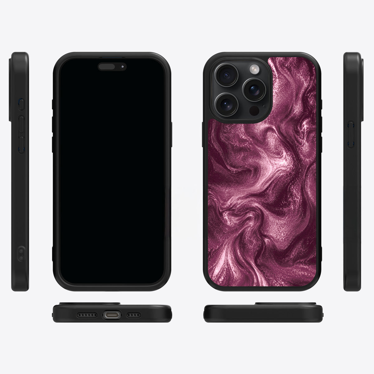 Wine Shimmer iPhone 13 Pro case cover – multi-angle view
