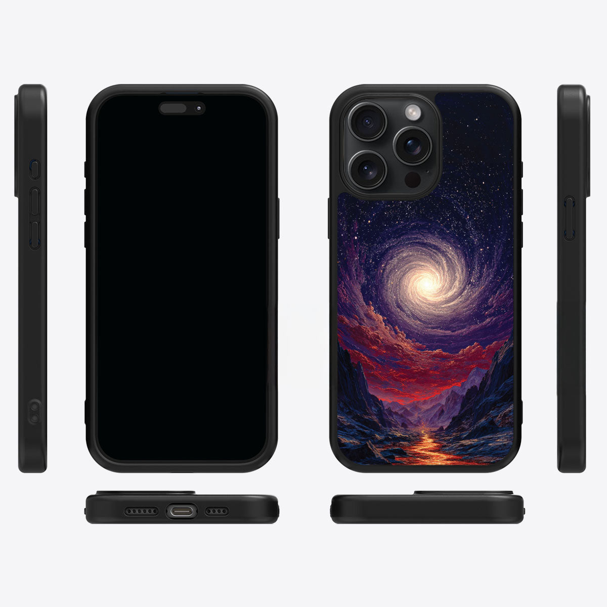 Cosmic Vortex iPhone 13 Pro Max case cover – multi-angle view