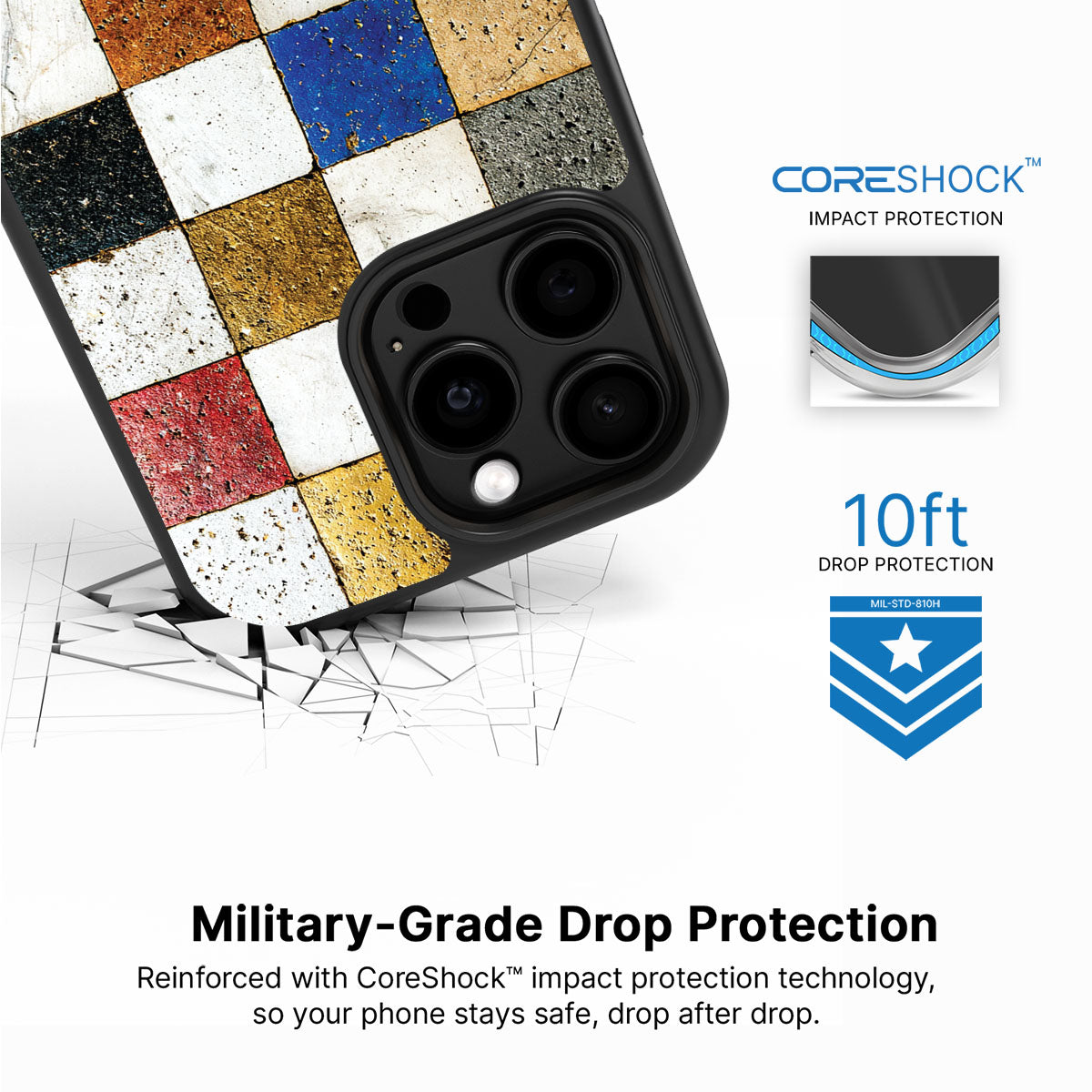 Heritage Mosaic iPhone 13 Pro Max case with drop protection