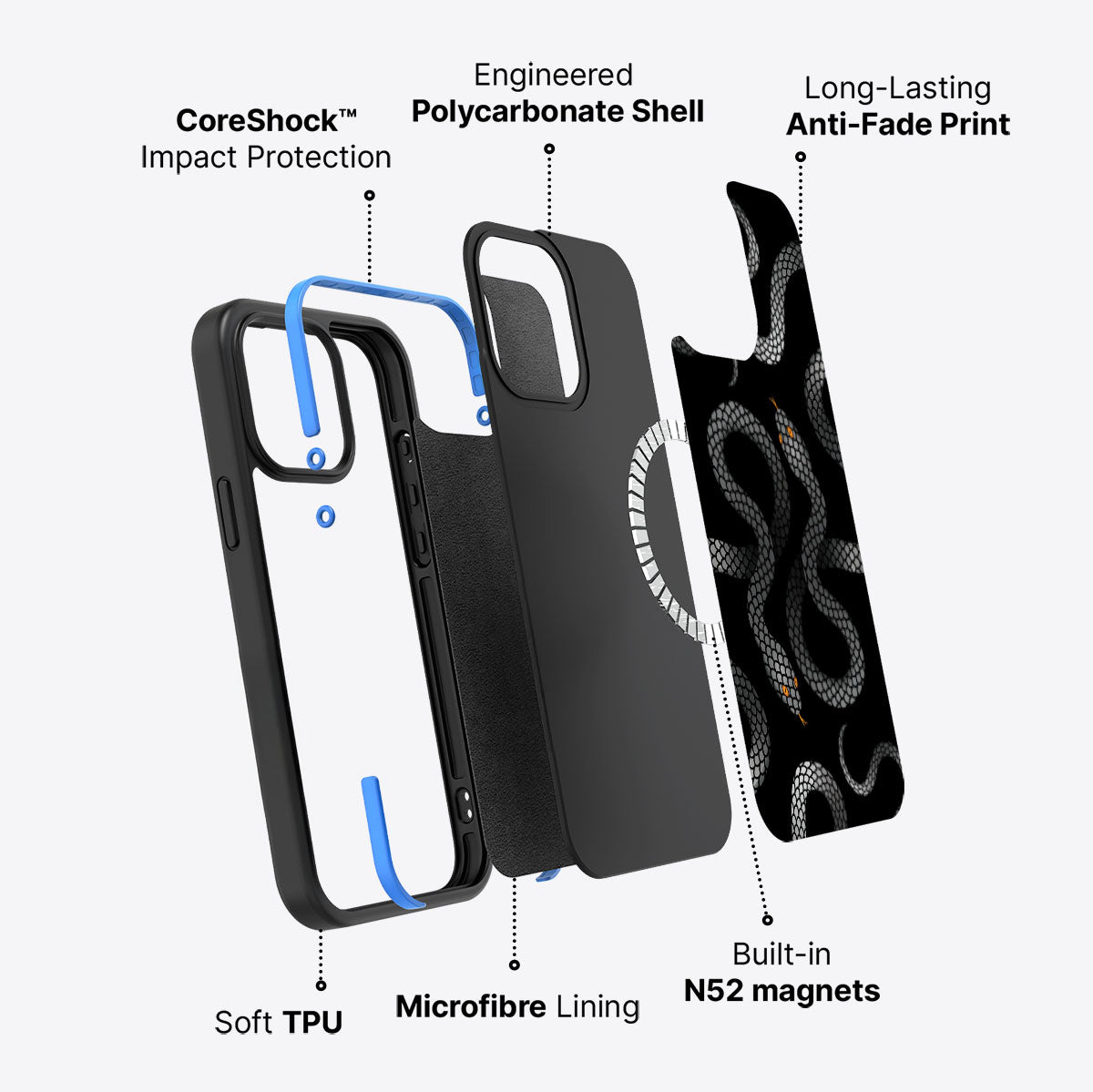 Noir Serpent - iPhone 13 Pro Max Case #case type_core (magsafe)