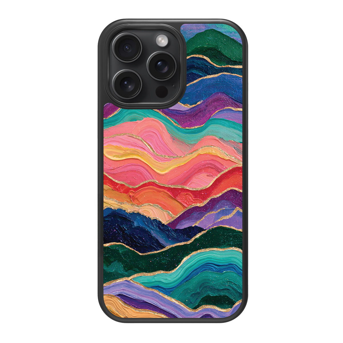 Painted Peaks design back view – iPhone 13 Pro Max case