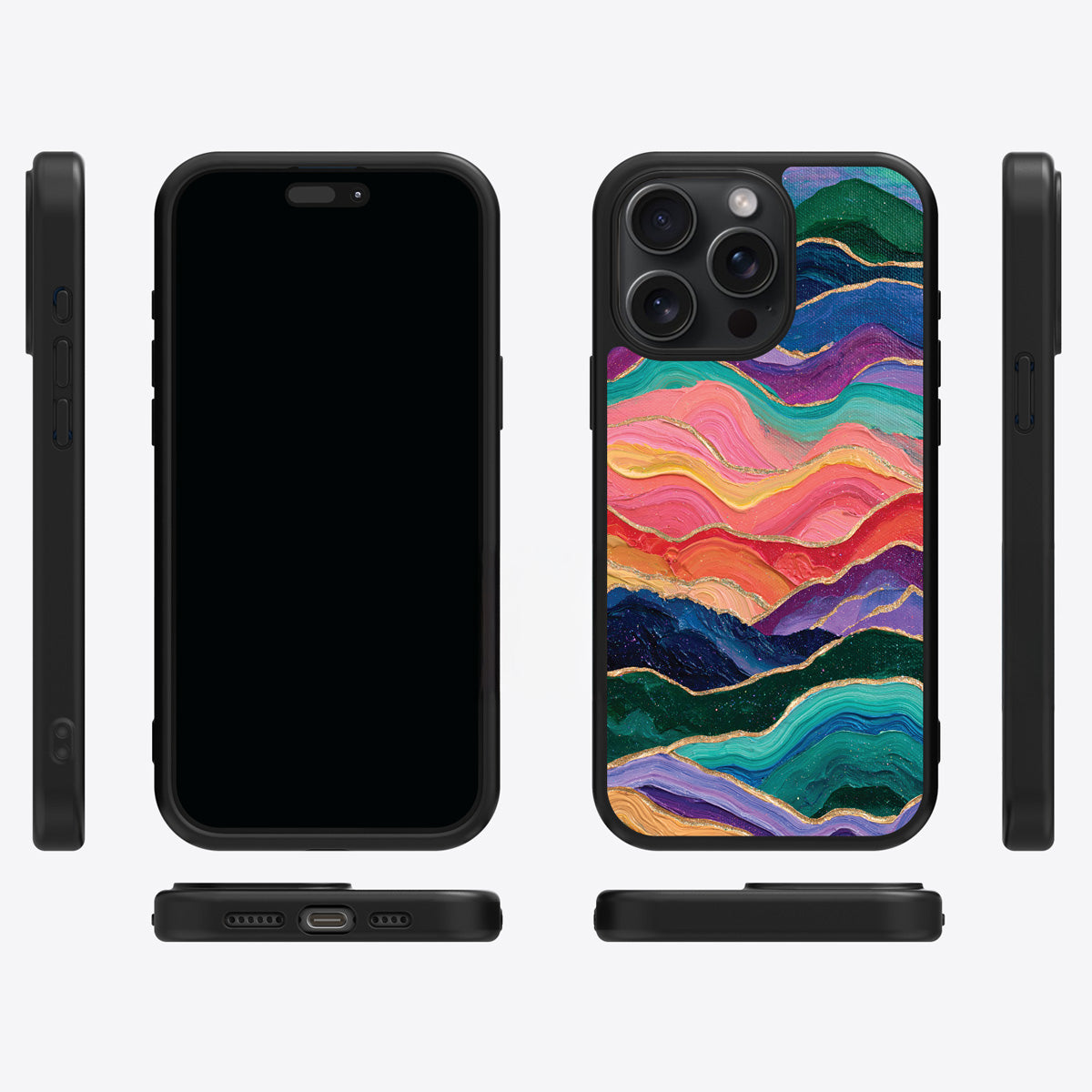 Painted Peaks iPhone 13 Pro Max case cover – multi-angle view