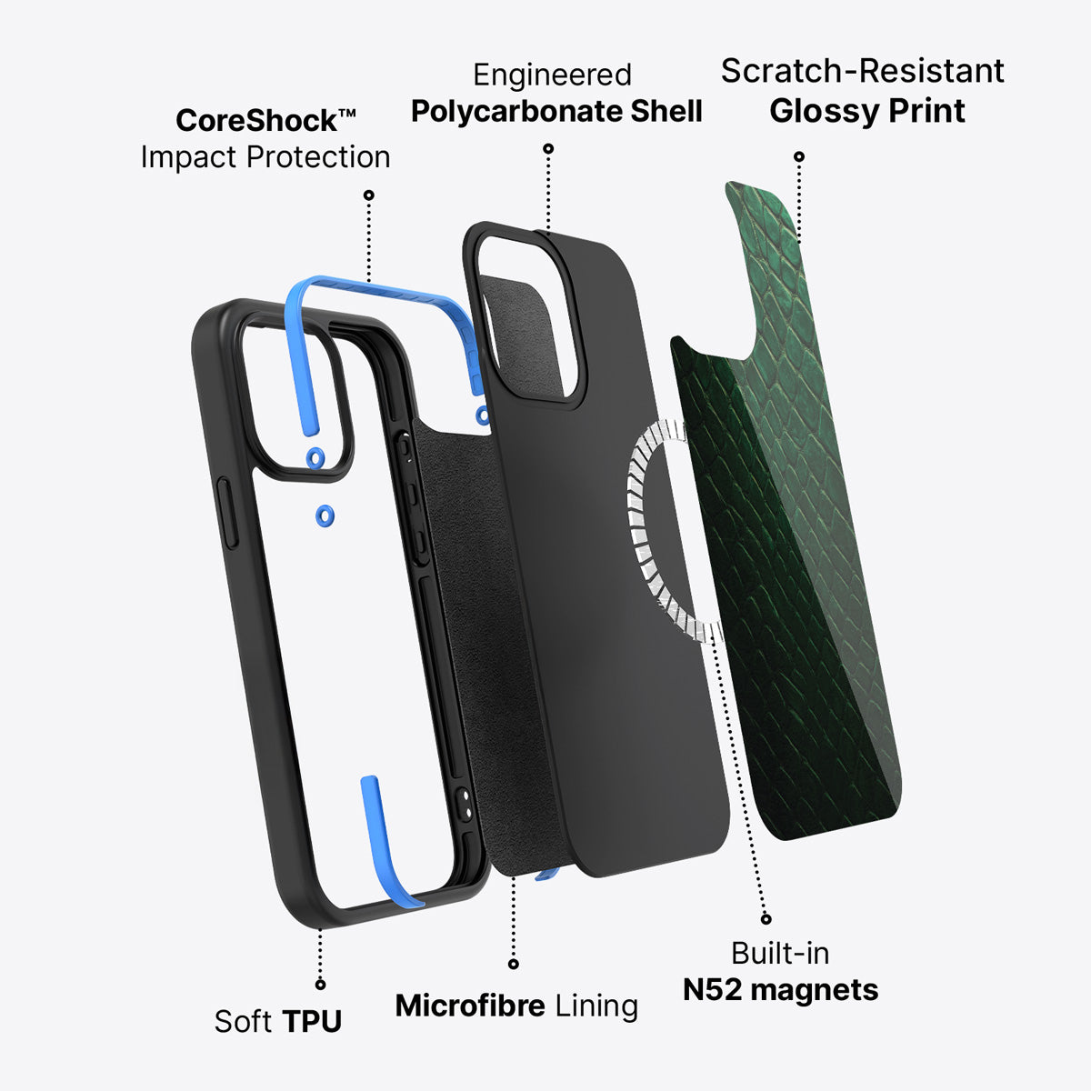 Green Designer iPhone 13 Pro Max Case – Slytherin Senses | MagSafe