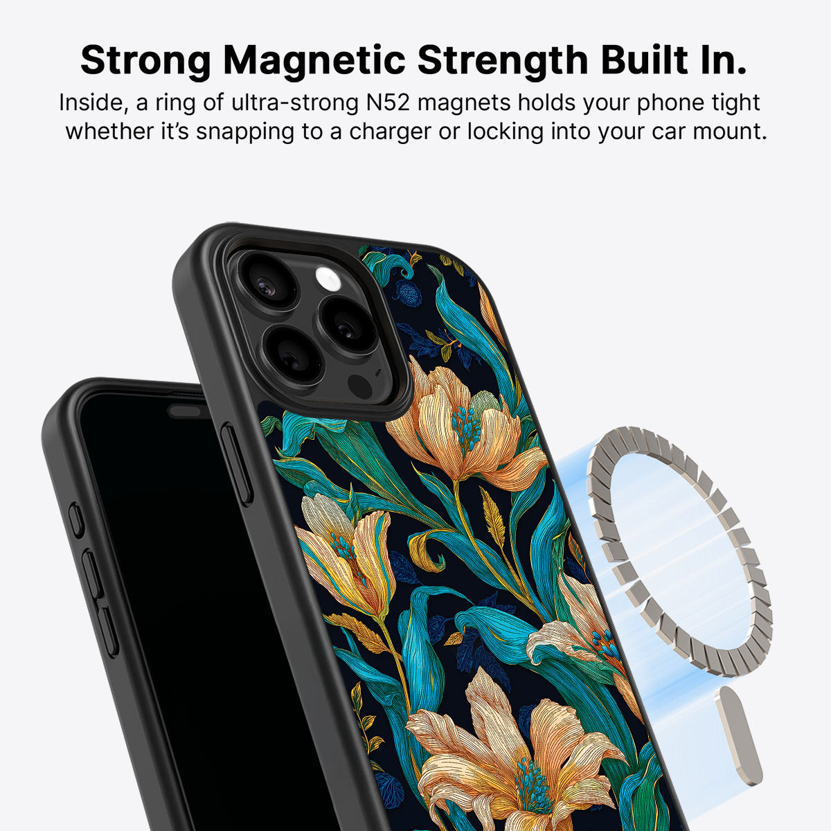 Blue Floral Designer iPhone 13 Pro Max Case – Tulip Play | MagSafe