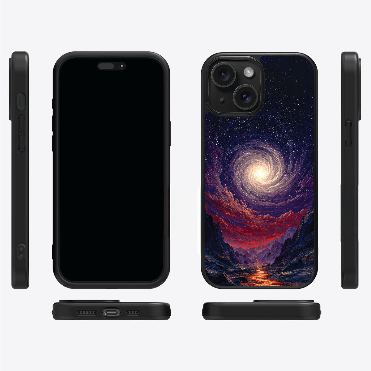 Cosmic Vortex iPhone 14 case cover – multi-angle view