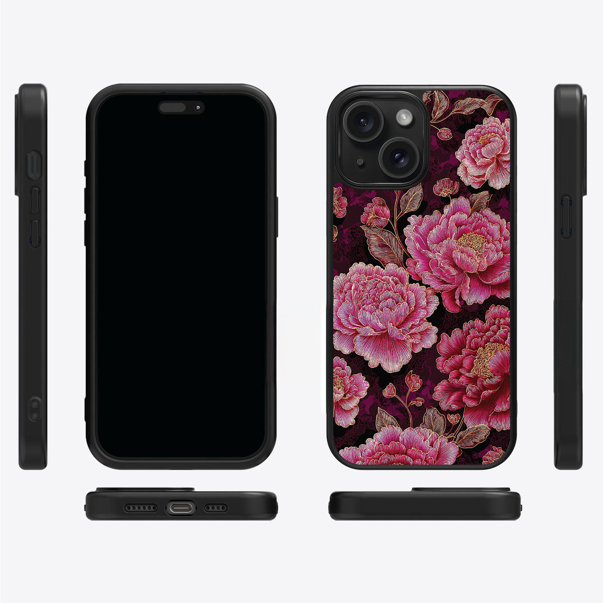 Floral Opulence iPhone 14 case cover – multi-angle view